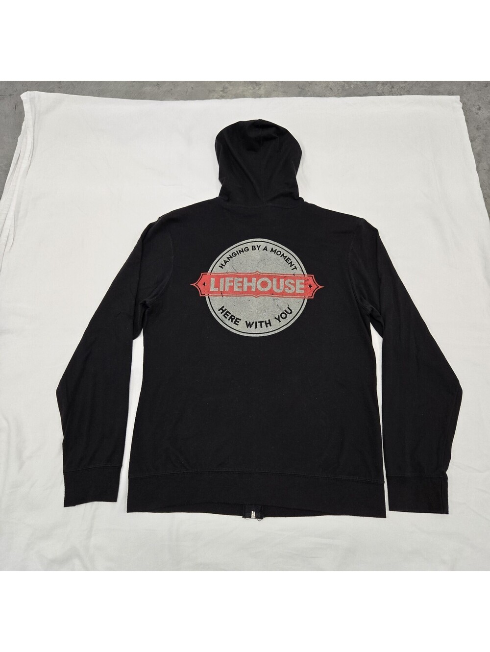 Size MEDIUM Vintage Lifehouse Band Hoodie Here With You Now Graphic Zip Sweater